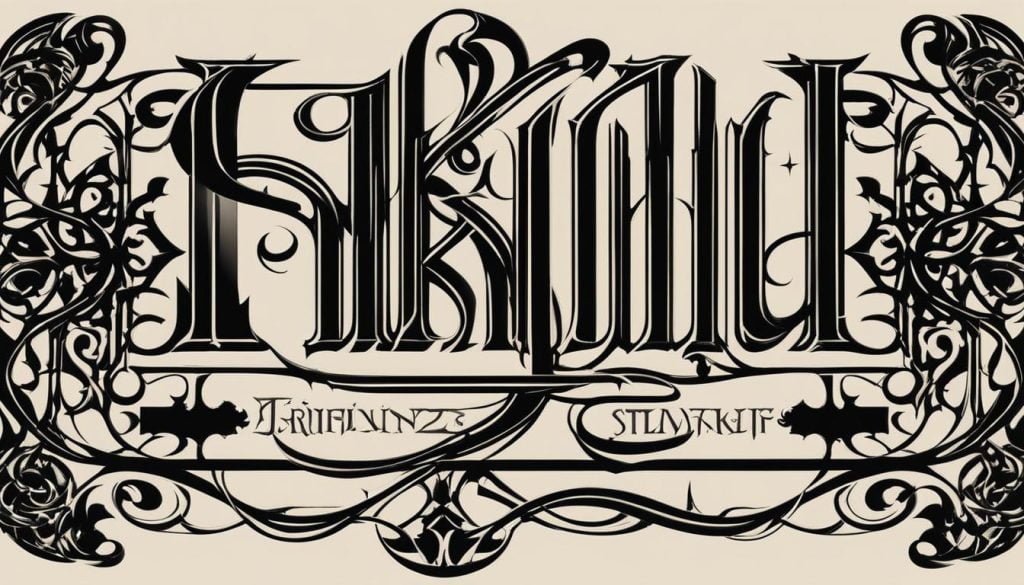 Gothic calligraphy strokes