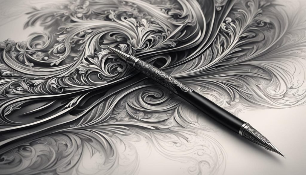 Pointed pen in digital calligraphy