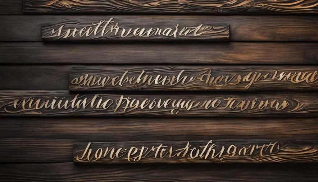 calligraphy crafts on reclaimed wood