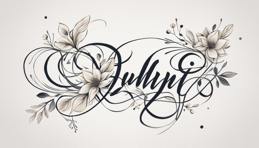 telephone cord and flower calligraphy flourishes